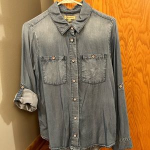 Democracy button down shirt